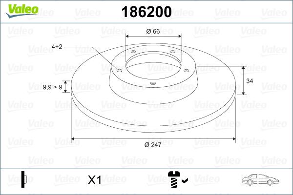 Valeo 186200 - Bremsscheibe alexcarstop-ersatzteile.com