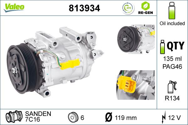 Valeo 813934 - Kompressor, Klimaanlage alexcarstop-ersatzteile.com