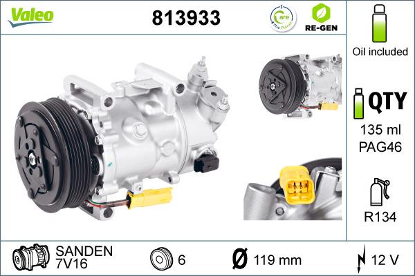 Valeo 813933 - Kompressor, Klimaanlage alexcarstop-ersatzteile.com