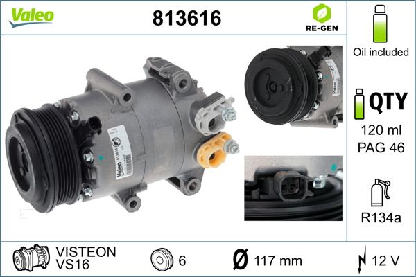 Valeo 813616 - Kompressor, Klimaanlage alexcarstop-ersatzteile.com