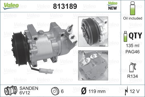 Valeo 813189 - Kompressor, Klimaanlage alexcarstop-ersatzteile.com