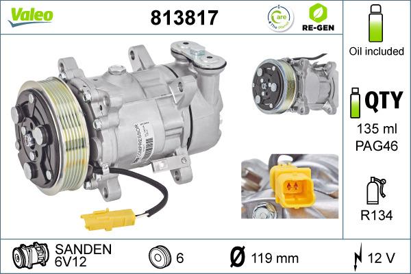 Valeo 813817 - Kompressor, Klimaanlage alexcarstop-ersatzteile.com