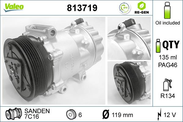 Valeo 813719 - Kompressor, Klimaanlage alexcarstop-ersatzteile.com