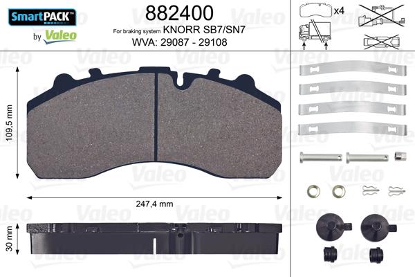 Valeo 882400 - Bremsbelagsatz, Scheibenbremse alexcarstop-ersatzteile.com