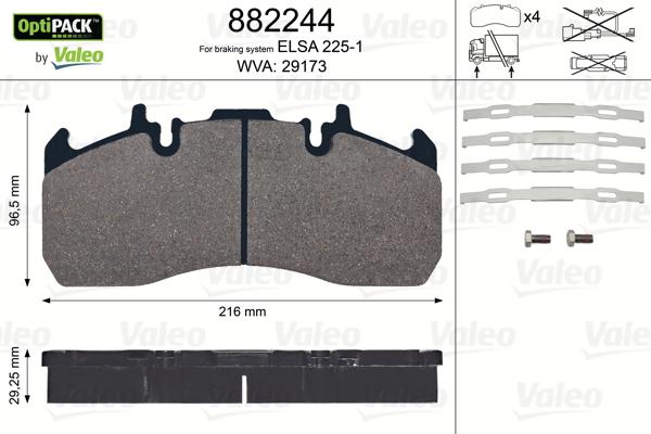 Valeo 882244 - Bremsbelagsatz, Scheibenbremse alexcarstop-ersatzteile.com