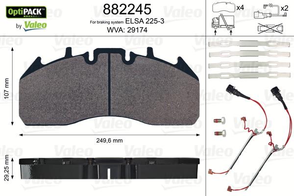 Valeo 882245 - Bremsbelagsatz, Scheibenbremse alexcarstop-ersatzteile.com