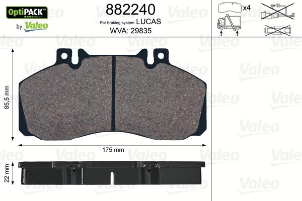 Valeo 882240 - Bremsbelagsatz, Scheibenbremse alexcarstop-ersatzteile.com