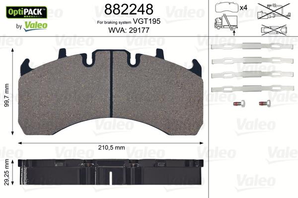 Valeo 882248 - Bremsbelagsatz, Scheibenbremse alexcarstop-ersatzteile.com