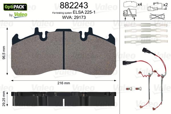 Valeo 882243 - Bremsbelagsatz, Scheibenbremse alexcarstop-ersatzteile.com