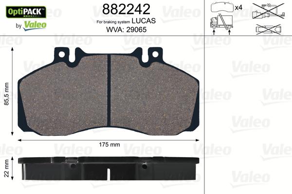 Valeo 882242 - Bremsbelagsatz, Scheibenbremse alexcarstop-ersatzteile.com