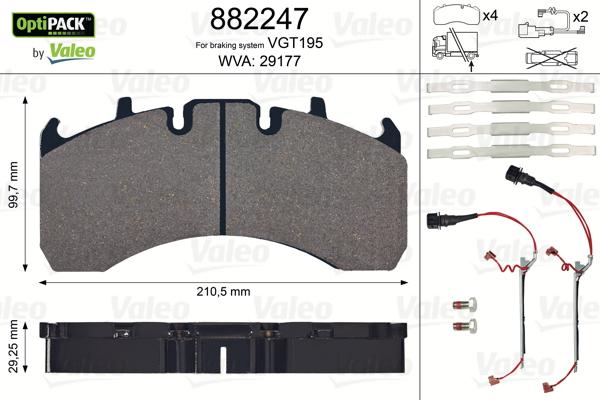 Valeo 882247 - Bremsbelagsatz, Scheibenbremse alexcarstop-ersatzteile.com