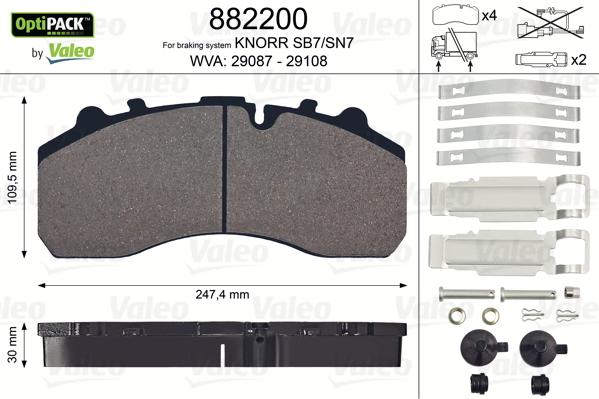 Valeo 882200 - Bremsbelagsatz, Scheibenbremse alexcarstop-ersatzteile.com