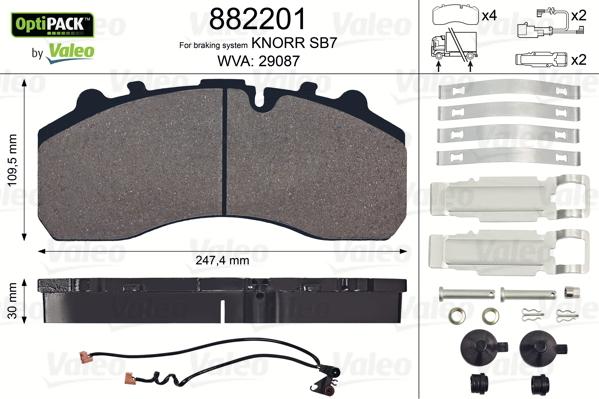 Valeo 882201 - Bremsbelagsatz, Scheibenbremse alexcarstop-ersatzteile.com