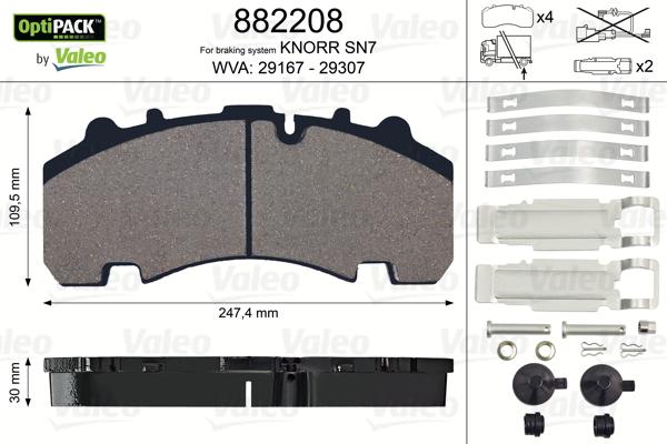 Valeo 882208 - Bremsbelagsatz, Scheibenbremse alexcarstop-ersatzteile.com