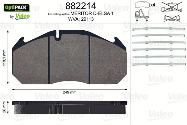 Valeo 882214 - Bremsbelagsatz, Scheibenbremse alexcarstop-ersatzteile.com