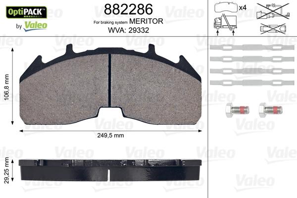 Valeo 882286 - Bremsbelagsatz, Scheibenbremse alexcarstop-ersatzteile.com