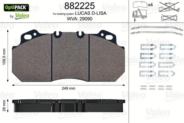 Valeo 882225 - Bremsbelagsatz, Scheibenbremse alexcarstop-ersatzteile.com