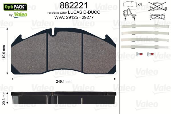 Valeo 882221 - Bremsbelagsatz, Scheibenbremse alexcarstop-ersatzteile.com