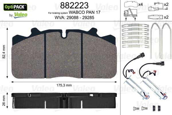 Valeo 882223 - Bremsbelagsatz, Scheibenbremse alexcarstop-ersatzteile.com