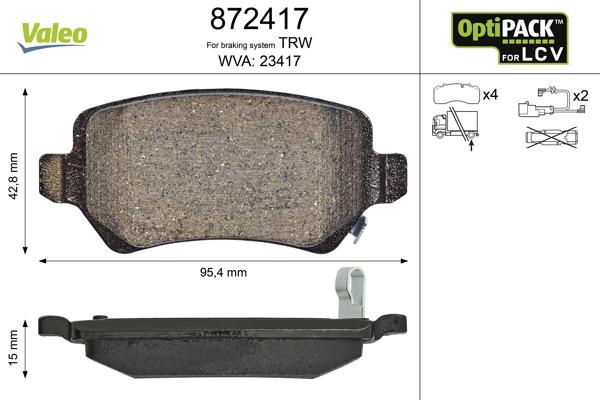 Valeo 872417 - Bremsbelagsatz, Scheibenbremse alexcarstop-ersatzteile.com