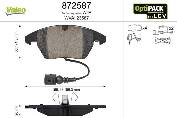 Valeo 872587 - Bremsbelagsatz, Scheibenbremse alexcarstop-ersatzteile.com