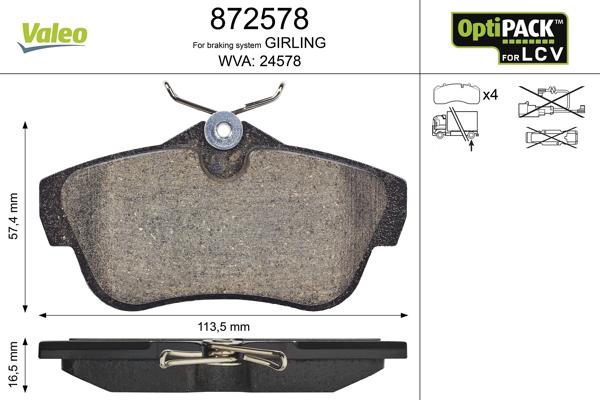 Valeo 872578 - Bremsbelagsatz, Scheibenbremse alexcarstop-ersatzteile.com