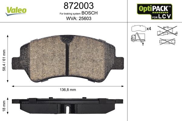 Valeo 872003 - Bremsbelagsatz, Scheibenbremse alexcarstop-ersatzteile.com