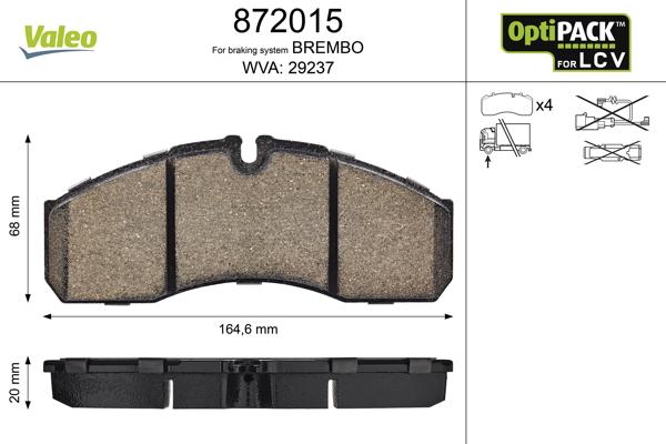 Valeo 872015 - Bremsbelagsatz, Scheibenbremse alexcarstop-ersatzteile.com