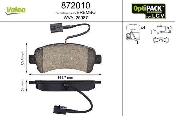 Valeo 872010 - Bremsbelagsatz, Scheibenbremse alexcarstop-ersatzteile.com