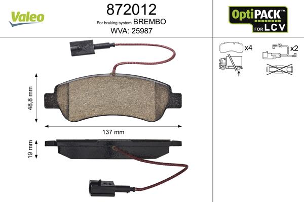 Valeo 872012 - Bremsbelagsatz, Scheibenbremse alexcarstop-ersatzteile.com