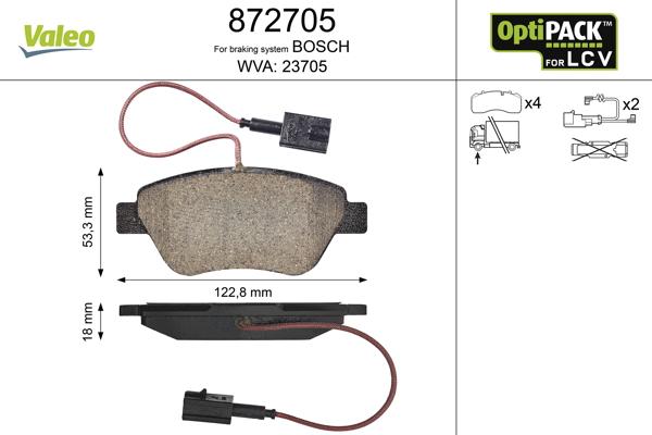 Valeo 872705 - Bremsbelagsatz, Scheibenbremse alexcarstop-ersatzteile.com