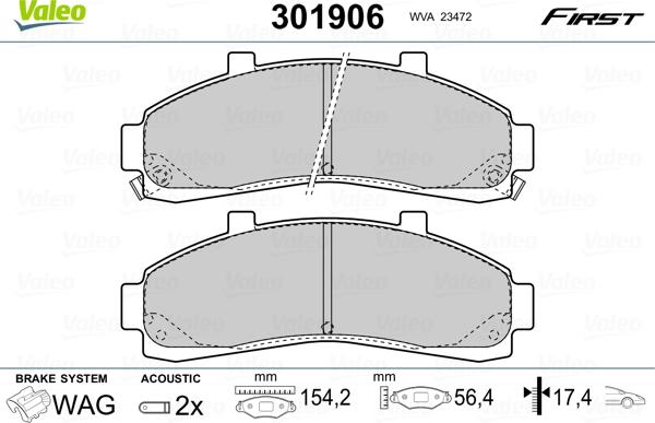 Valeo 301906 - Bremsbelagsatz, Scheibenbremse alexcarstop-ersatzteile.com