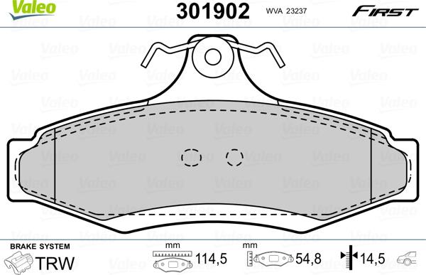 Valeo 301902 - Bremsbelagsatz, Scheibenbremse alexcarstop-ersatzteile.com