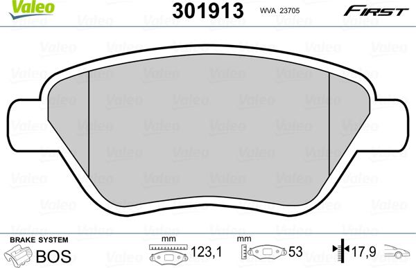 Valeo 301913 - Bremsbelagsatz, Scheibenbremse alexcarstop-ersatzteile.com