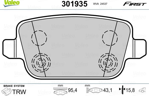 Valeo 301935 - Bremsbelagsatz, Scheibenbremse alexcarstop-ersatzteile.com