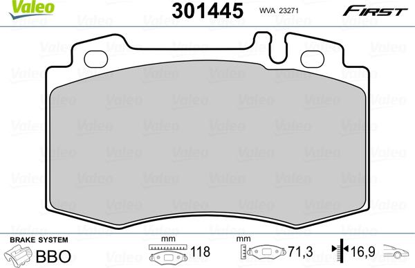 Valeo 301445 - Bremsbelagsatz, Scheibenbremse alexcarstop-ersatzteile.com