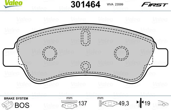 Valeo 301464 - Bremsbelagsatz, Scheibenbremse alexcarstop-ersatzteile.com