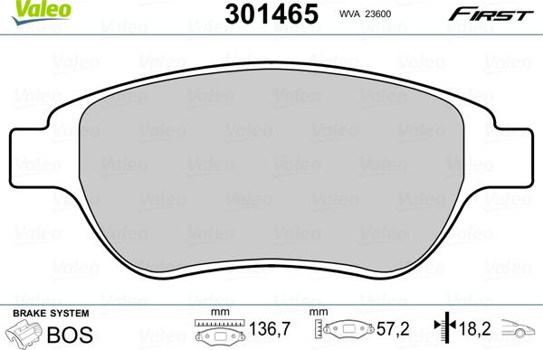 Valeo 301465 - Bremsbelagsatz, Scheibenbremse alexcarstop-ersatzteile.com