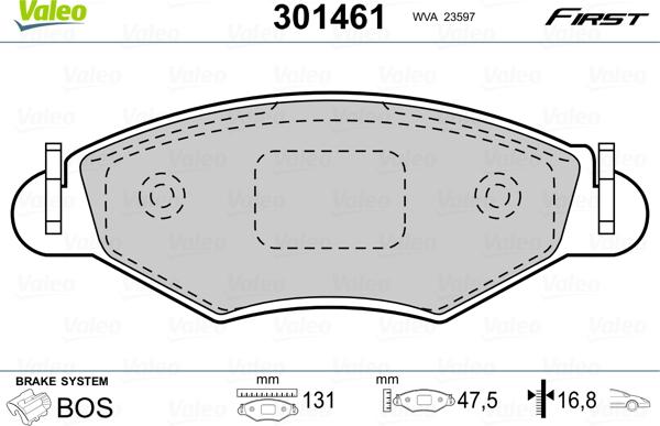 Valeo 301461 - Bremsbelagsatz, Scheibenbremse alexcarstop-ersatzteile.com