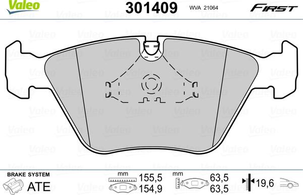 Valeo 301409 - Bremsbelagsatz, Scheibenbremse alexcarstop-ersatzteile.com