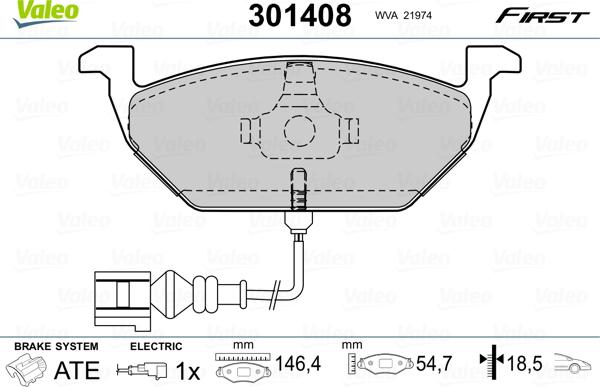 Valeo 301408 - Bremsbelagsatz, Scheibenbremse alexcarstop-ersatzteile.com