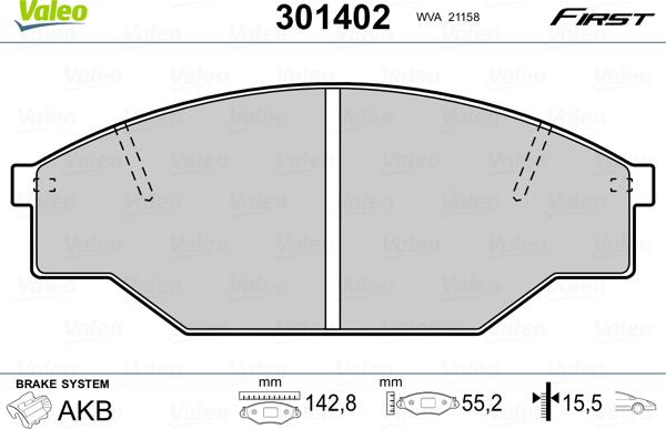 Valeo 301402 - Bremsbelagsatz, Scheibenbremse alexcarstop-ersatzteile.com