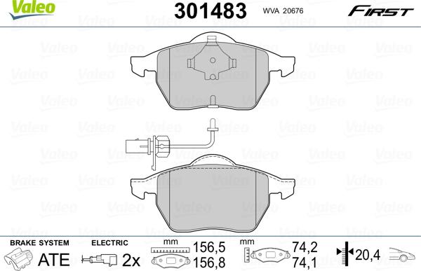 Valeo 301483 - Bremsbelagsatz, Scheibenbremse alexcarstop-ersatzteile.com