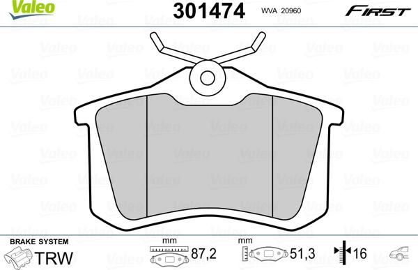 Valeo 301474 - Bremsbelagsatz, Scheibenbremse alexcarstop-ersatzteile.com