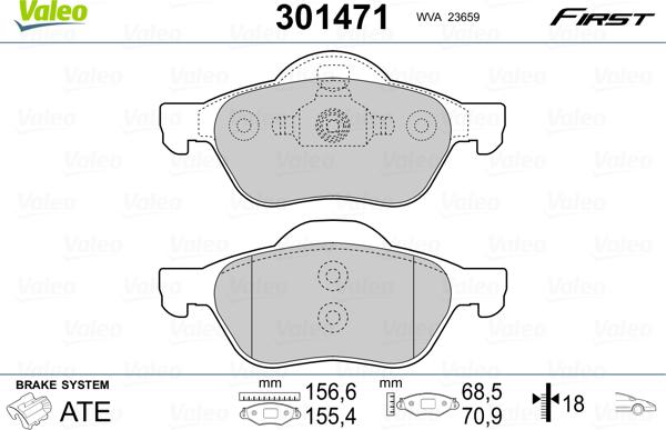 Valeo 301471 - Bremsbelagsatz, Scheibenbremse alexcarstop-ersatzteile.com