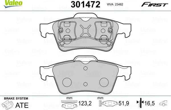 Valeo 301472 - Bremsbelagsatz, Scheibenbremse alexcarstop-ersatzteile.com