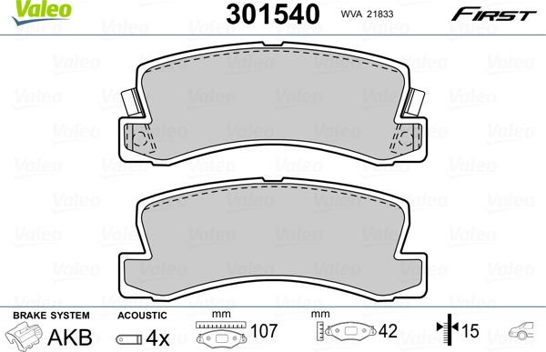 Valeo 301540 - Bremsbelagsatz, Scheibenbremse alexcarstop-ersatzteile.com