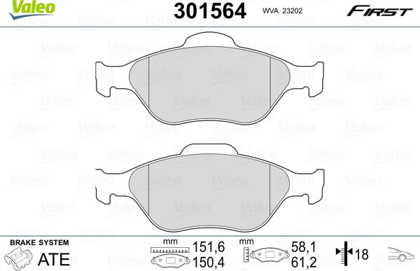 Valeo 301564 - Bremsbelagsatz, Scheibenbremse alexcarstop-ersatzteile.com