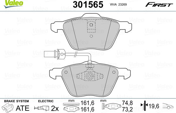 Valeo 301565 - Bremsbelagsatz, Scheibenbremse alexcarstop-ersatzteile.com