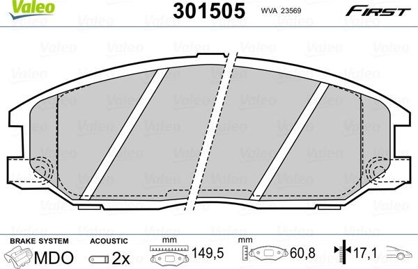 Valeo 301505 - Bremsbelagsatz, Scheibenbremse alexcarstop-ersatzteile.com